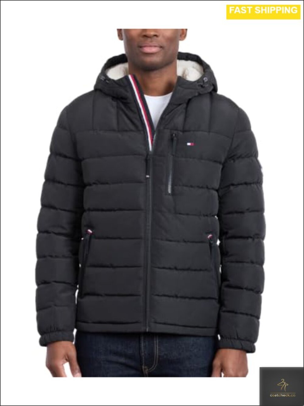 Tommy Hilfiger Midweight Sherpa Lined Hooded Puffer Jacket